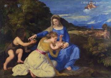 圣母耶稣天使人物油画 画廊品质