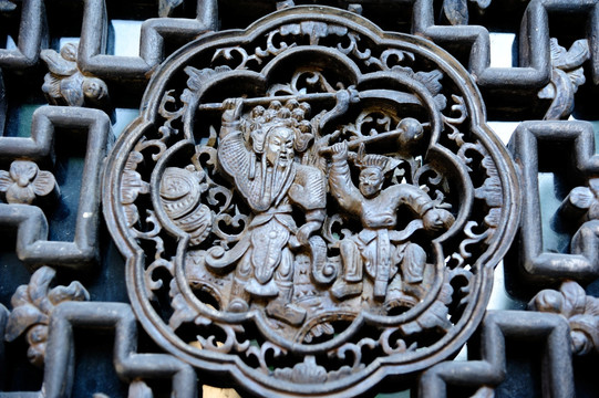 中国古代木雕窗花武将