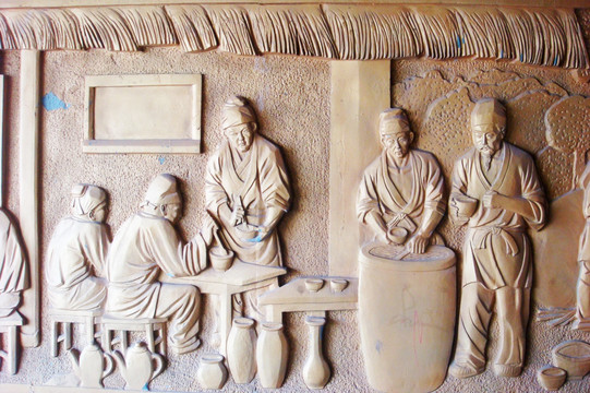 古代制陶场景浮雕
