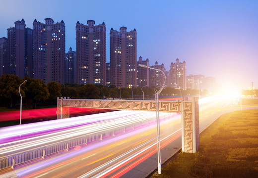 上海城市道路夜景