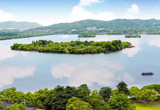 杭州西湖鸟瞰图