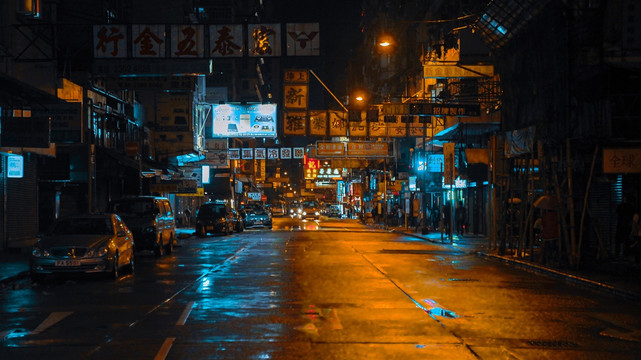 香港雨后街景