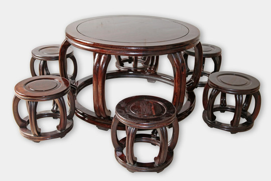 中式古典圆桌圆凳