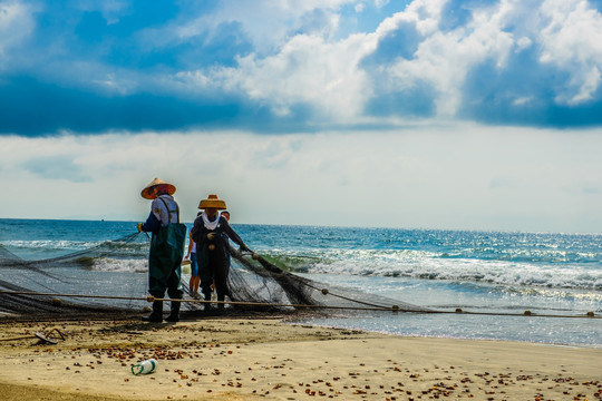 沙滩渔民
