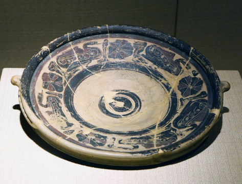 古代三色彩绘陶盘