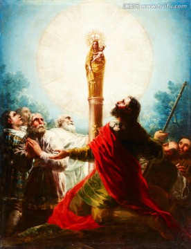 圣母耶稣油画 高清西班牙名画