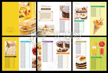 黄色甜点蛋糕菜单画册