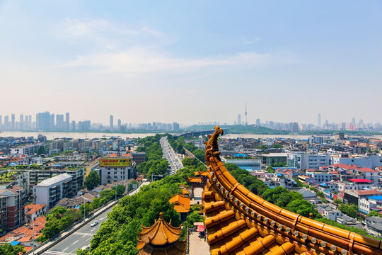 黄鹤楼飞檐长江大桥