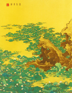 工笔山水风景国画 画廊高清品质