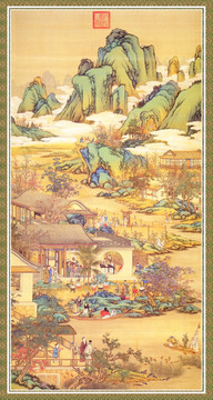 山水风景国画 画廊高清品质