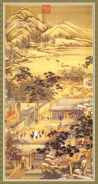 山水风景国画 画廊高清品质