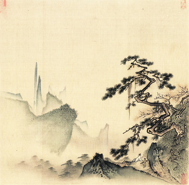 高清山水国画 画廊品质