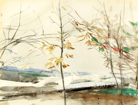 现代派绘画 秋天的树林