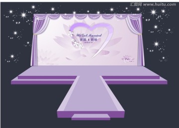 紫色婚宴舞台背景设计