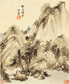 水墨山水风景国画 画廊高清品质