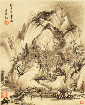 水墨山水风景国画 画廊高清品质