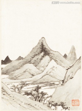 意境写意山水国画 画廊高清品质