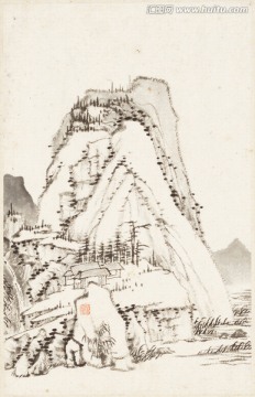 意境写意山水国画 画廊高清品质