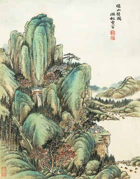 高清山水国画 画廊专用画芯图片