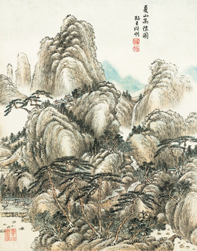 高清山水国画 画廊专用画芯图片