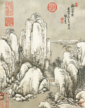 高清山水国画 画廊专用画芯图片