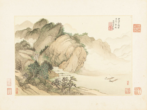 意境山水国画 画廊高清品质