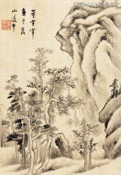 山水画 画廊高清图片