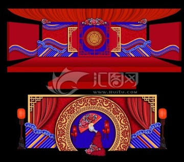 红蓝中式婚礼效果图