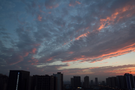 落日 天空 火烧云