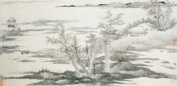 泼墨水墨山水国画 画廊品质