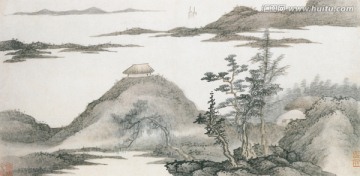 泼墨水墨山水国画 画廊品质