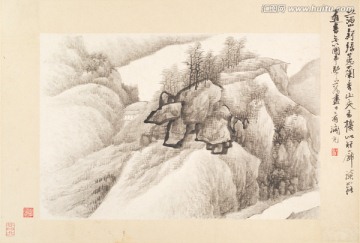 泼墨水墨山水国画 画廊品质