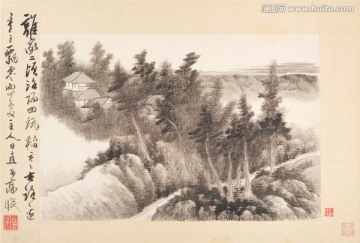 泼墨水墨山水国画 画廊品质