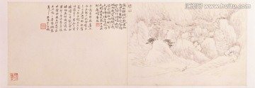 横幅山水风景国画 画廊高清品质