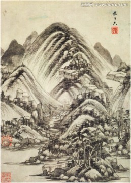 意境水墨山水画