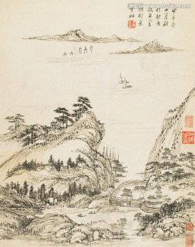 水墨山水装饰画 画廊高清品质