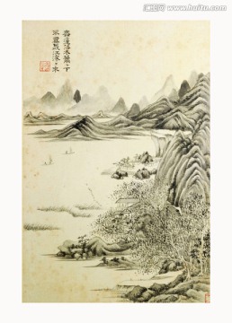 高清山水国画 画廊专供画芯