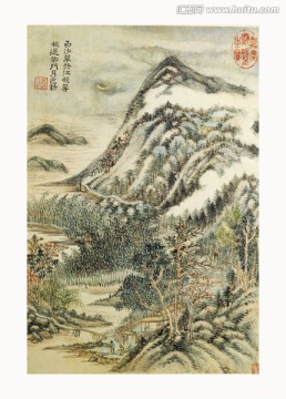 高清山水国画 画廊专供画芯