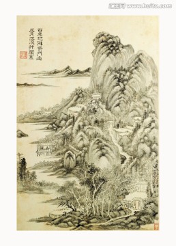 高清山水国画 画廊专供画芯