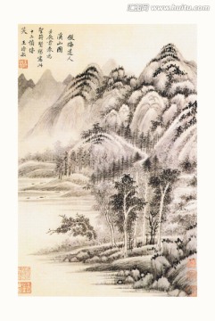 高清山水国画 画廊专供画芯