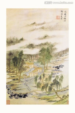 高清山水国画 画廊专供画芯