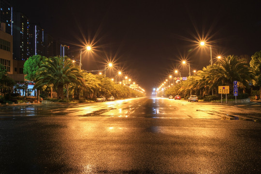 马路公路 柏油路 昆明夜景