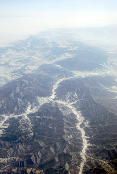 陕甘地区雪景 航拍秦岭地区