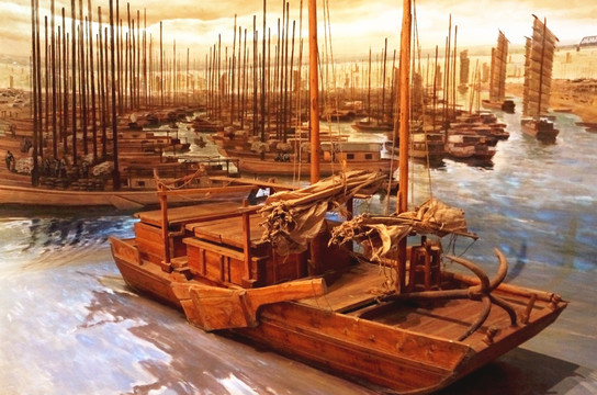 古代码头 运河 帆船