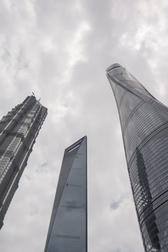 上海浦东上海中心三座高楼