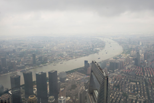 上海中心俯视浦东环球金融中心