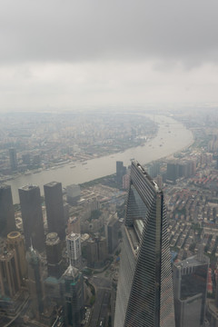 上海中心俯视环球金融中心浦东