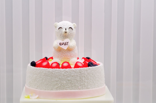 tif格式 小熊草莓蛋糕