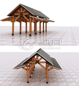 中式木质亭子设计
