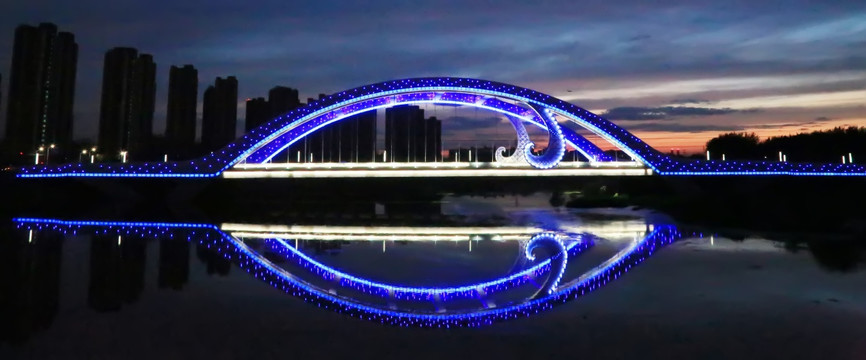 夜景桥 晚霞